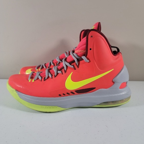 Nike KD 5 DMV 554988 610 Size 10 Bright Crimson/Volt-Wolf Grey Basketball Shoes - Picture 2 of 11